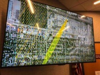 LR-x plume model of the Magellan fire displayed on a large wall screen
